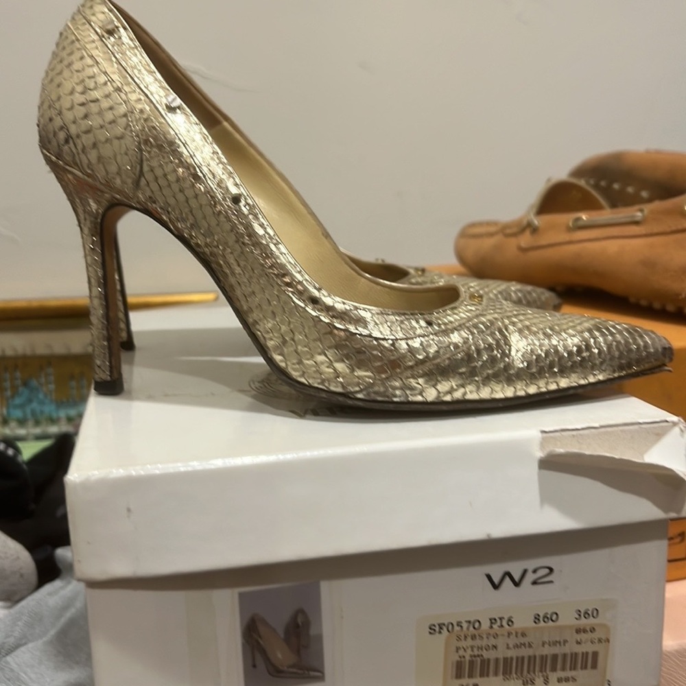 Versace Gold Python Pumps - image 8